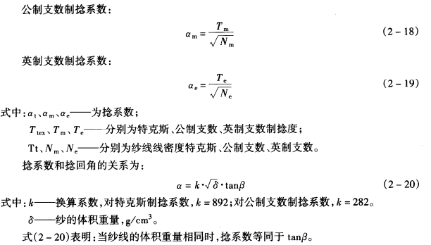 紗線加捻指標(biāo)及其計(jì)算-捻幅和捻系數(shù)